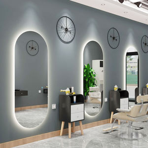 Bán buôn tùy chỉnh Salon thiết bị cắt tóc Salon gương vàng đóng khung treo tường <span class=keywords><strong>LED</strong></span> ánh sáng gương với màn hình hiển thị thông minh - Product Image 5