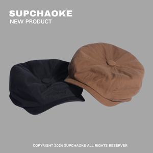 Británico primavera/verano versátil Retro periódico niño octogonal sombrero femenino moda pato familia boina - Product Image 4