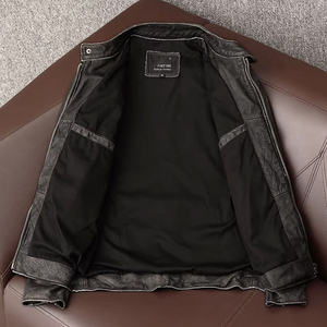 Veste <span class=keywords><strong>en</strong></span> <span class=keywords><strong>cuir</strong></span> de vachette TONGYANG, style classique décontracté, manteaux <span class=keywords><strong>en</strong></span> <span class=keywords><strong>cuir</strong></span> véritable pour hommes, vestes de motard vintage de haute qualité <span class=keywords><strong>en</strong></span> <span class=keywords><strong>cuir</strong></span> véritable pour hommes - Product Image 5