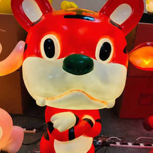 Lumières décoratives LED en forme de tigre de dessin animé, Halloween, Noël, festival, motif animal du zodiaque en fibre de verre, décoration extérieure pour la maison - Product Image 1