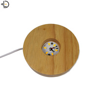 Base Lumineuse LED Ronde en Bois Innovante, Socle de Présentation pour Œuvres d'Art en Cristal et Verre avec Câble USB