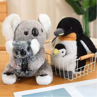 Peluches réalistes populaires : Pinguins mère et enfant, Adorables jouets en peluche Koala mère et enfant