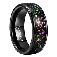 Alin Polieren gehämmerte Oberfläche Schwarz und Gold Farbe Blank Wolfram karbid Ring mit Steinen Schmuck