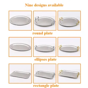 Espelho europeu prata luxo espelho bandeja servindo Metal retangular casamento feriado jóias aço inoxidável armazenamento display bandeja