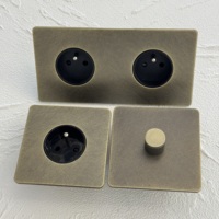 Interrupteur double variateur à bouton-poussoir 86 16A, prise française, allemande, européenne, 250V, rétro, vert bronze, acier inoxydable, norme britannique, facile à installer