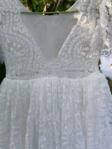 Robe de mariée modeste d'été en dentelle, dos nu, style gilet, pour demoiselles d'honneur - Product Image 4