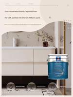 Nouvelle armoire de salle de bain murale en bois massif de style français, miroir intelligent à LED intégré, lavabo en céramique