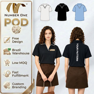<span class=keywords><strong>Polo</strong></span> pour <span class=keywords><strong>femme</strong></span> 100 % <span class=keywords><strong>coton</strong></span> POD, col contrastant, manches courtes, col Johnny, col ouvert, pull-over pour <span class=keywords><strong>femme</strong></span>, logo personnalisé - Product Image 1