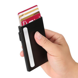磁気アルミ合金カードケースミニマリストオーガナイザーアップクレジットカードホルダー男性と女性のための閉鎖なし - Product Image 3