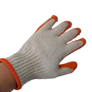 Guanti da lavoro di sicurezza con finitura giallo arancio con punta delle dita rinforzata con doppio palmo in lattice liscio - Product Image 2