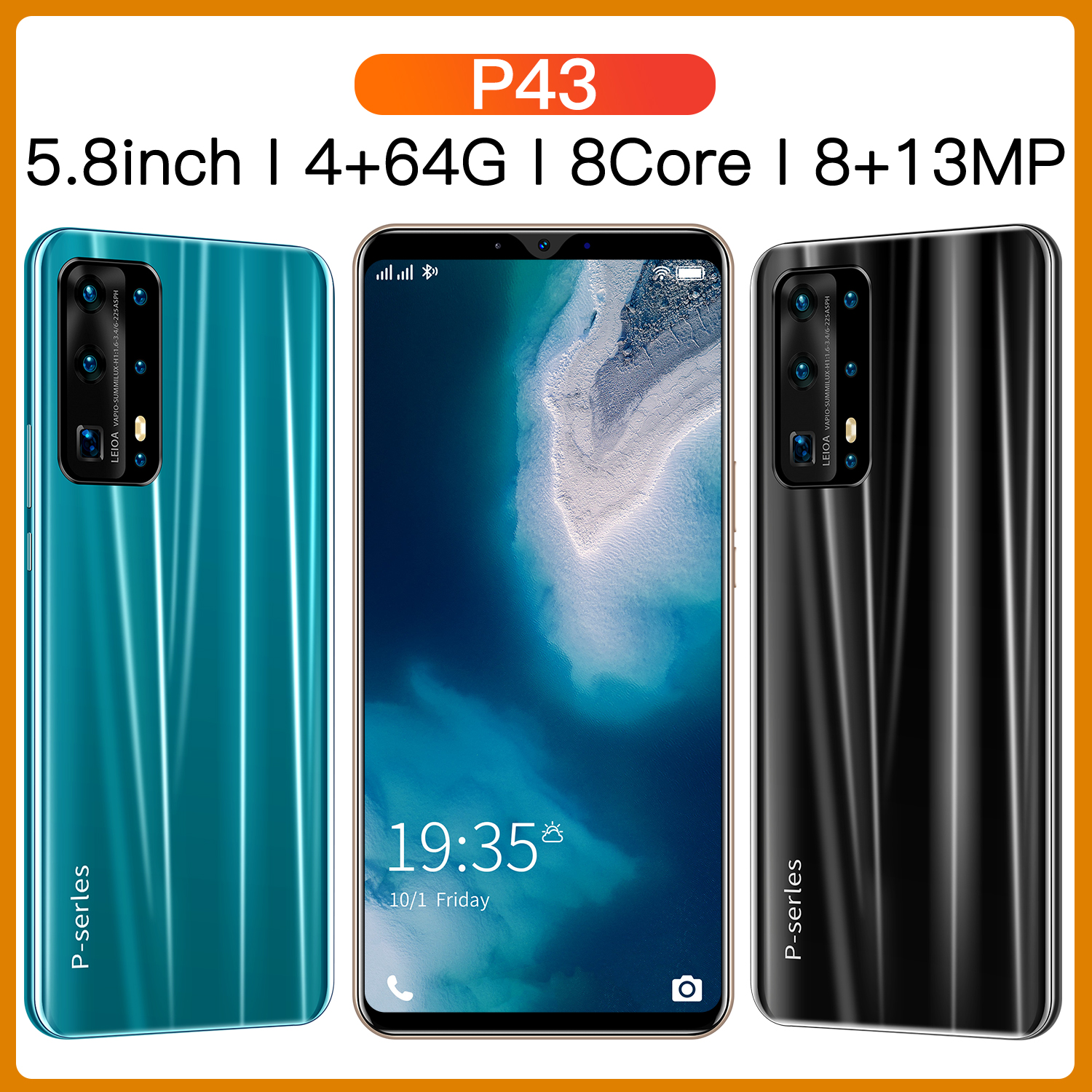 P43 4GB+64GB 8MP+13MP 5.8 Inch 4G Low Price Mobile Phones Cheapest 4G