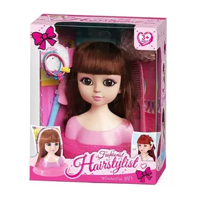 Beauty Set Make Up Fashion Doll Styling Head-Blond Toy Fashion Big Head Dolls fai da te intrecciare i capelli bambola trucco set giocattolo