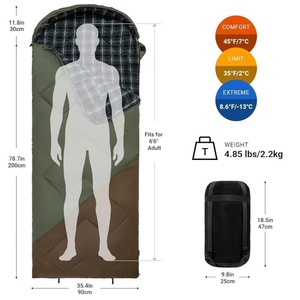 長方形の柔らかく軽量な防寒防水寝袋（キャンプ、ハイキング、アウトドア旅行用） - Product Image 4