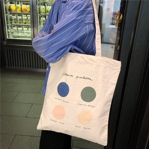 批发新鲜色块印花棉帆布手提包单肩斜挎包大号沙滩包女式包 - Product Image 1