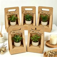 Approvisionnement direct d'usine, sac fourre-tout personnalisable en papier kraft simple pour plantes en pot, emballage pour plantes vertes, pour offrir en cadeau, pour les fleuristes.