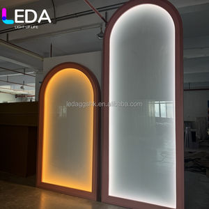LEDA Colorful Pvc Acrylic Round Led Light Wall <b>Stand</b> Wedding White Arch Wedding Background Party Wedding Event Decor - Product Image 2