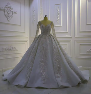 NDA10198 Nouvelle robe de mariée blanche de <span class=keywords><strong>grande</strong></span> <span class=keywords><strong>taille</strong></span>, à manches longues et ajustée, pour femmes - Product Image 1