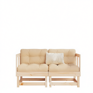 Sofá de jardín rústico de dos plazas con diseño modular para uso en exteriores - Product Image 1