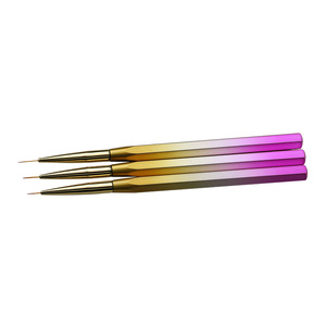Ensemble professionnel de 3 pinceaux à ongles en poils synthétiques, manche métallique, pour le soin des ongles, dessin de lignes fines, stylo de manucure - Product Image 2