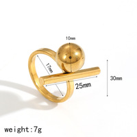 Bague sphérique géométrique simple et élégante Bague de mode pour femme en acier inoxydable 18 carats Bijoux de décoration à la main