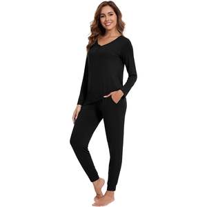 Ensemble de pyjama en viscose de bambou pour femmes, haut à manches longues et pantalon de jogging, vêtements de détente, tailles S-XXL - Product Image 1