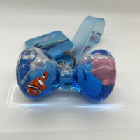 Porte-clés en acrylique, design mignon de poisson-clown et dauphin, paillettes flottantes, impression sérigraphique, logo personnalisé, forme irrégulière créative