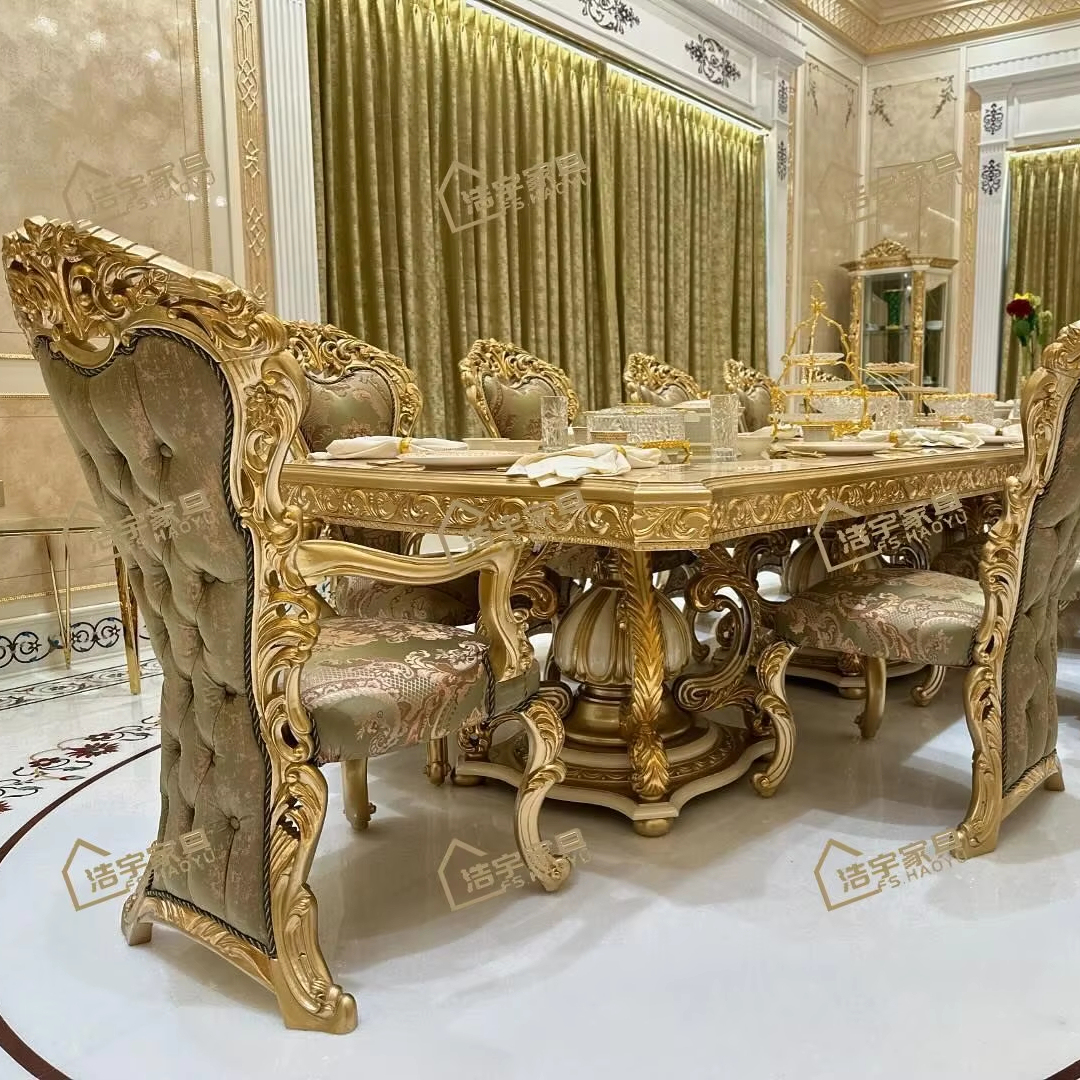 Italienischer Esstisch im französischen Design aus Massivholz, königliches Esszimmer-Set für 10-12 Personen, europäischer Stil, luxuriöser Holz- Esstisch mit 10 Stühlen| Alibaba.com