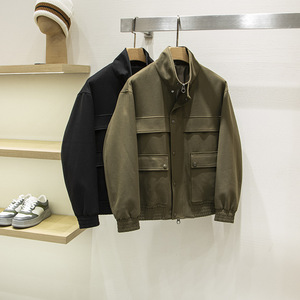 <span class=keywords><strong>Chaqueta</strong></span> de Hombre para Otoño e Invierno, Mezcla de Lana, Corte Holgado Informal, Cuello Alto, Estilo Bomber, Multibolsillos, Cortavientos - Product Image 3