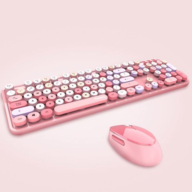 Mofii Sweet Desktop Laptop 2.4G Optical Keycap Wireless Keyboard Mouse Combo
