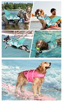 Gilet de sauvetage réfléchissant multicolore écologique à rayures simples pour chien, grande flottabilité, thème sirène et requin, pour jeux aquatiques estivaux