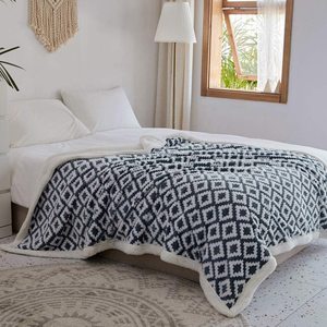 Manta Jacquard Sherpa, manta de cama acogedora <span class=keywords><strong>y</strong></span> esponjosa, manta de lana de felpa de doble capa súper suave <span class=keywords><strong>y</strong></span> cálida para sofá, cama, sofá - Product Image 5