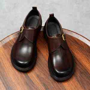 Nuevo Estilo de Zapatos Casuales de Piel Genuina para Hombre, con Punta Redonda, Sin Cordones, Duraderos y Cómodos para Otoño - Product Image 1