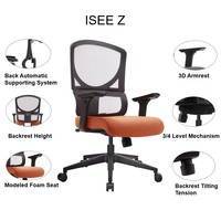 Chaise de bureau ergonomique en maille avec accoudoirs 3D, siège en mousse moulée haute densité confortable, pivotante et inclinable, pour projets de bureau d'entreprise