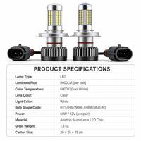 Boîtier en aluminium H4 5630 SMD LED Lampe DC6-12V Lumière blanche Phare antibrouillard pour moto Super lumineux 1000LM H4 LED