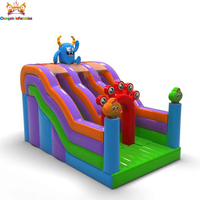 Toboggan gonflable à double canal sur le thème du monstre violet, en PVC de 0,55 mm, garantie 3 ans, pour parcs de trampolines et jardins