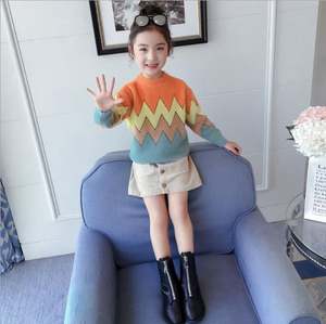 Pull en laine coloré à col rond imprimé ondulé, doux et épais pour filles, idéal pour l'hiver, provenant d'un fournisseur chinois - Product Image 4