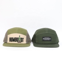 Casquettes de camping 5 panneaux pour hommes avec logo brodé 3D personnalisé, patch tissé, en coton respirant, pour la randonnée et les activités de plein air, à visière plate