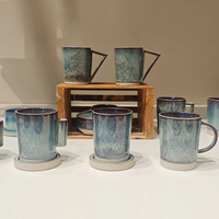 Nouveau design de vaisselle en grès Service de table nordique de luxe en céramique bleu cobalt pour la maison, le mariage et le restaurant