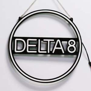 Enseigne lumineuse personnalisée <span class=keywords><strong>en</strong></span> néon flexible LED, logo circulaire de magasin de fumée, lettres lumineuses, publicité, panneau <span class=keywords><strong>en</strong></span> acrylique, enseigne à changement de couleur RVB - Product Image 5