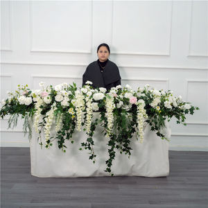 Wedding <b>Tables</b> Flowers Rose handmade silk White Artificial Silk Flower <b>Runner</b> for Wedding Decor - Product Image 1