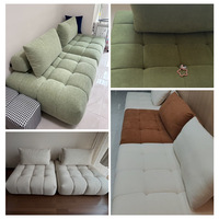Canapé modulaire crème compressé sous vide pour un transport facile, assise douce et confortable pour petits et grands espaces