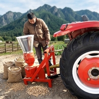 Broyeur à granulés de bois TOPS entraîné par tracteur, production de 200-600 kg/h, économie d'énergie, moteur 28 kW, pour sciure de bois, coques de riz, paille