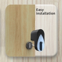 Serrure connectée Jixin Smart Home en ABS noir avec contrôle via l'application Tuya, Wi-Fi, carte mémoire, sécurité de niveau A, compatible avec les portes en verre