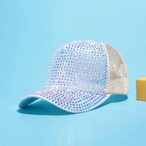 New Diamond Baseball Cap Curved Eaves Women Outdoor Mesh Trucker <b>Hat</b> with Rhinestones - Product Image 5