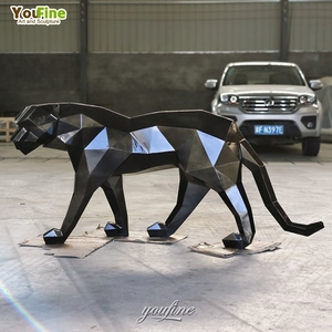 Scultura esterna moderna in metallo Color oro animale in acciaio inox pantera - Product Image 4