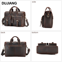 Sac à bandoulière vintage en cuir véritable pour homme, sacoche de bureau 15,6 pouces en cuir Crazy Horse