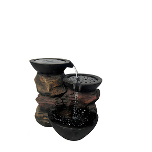 <span class=keywords><strong>Fontaine</strong></span> d'eau cascade lumineuse à énergie solaire à 3 niveaux en résine artificielle, à poser sur table ou au sol, avec son apaisant, pour intérieur et bureau - Product Image 2