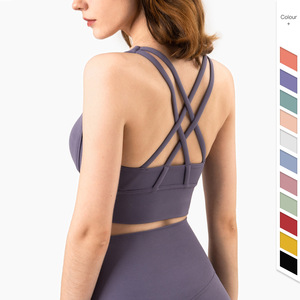 Sujetador deportivo clásico con espalda cruzada y acolchado para yoga, ropa interior deportiva, top de fitness para yoga, sujetador deportivo para mujer - Product Image 1