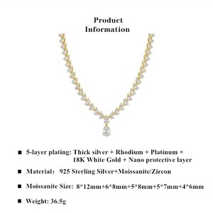 Collier de mariage Wish, design en V, couleur D, moissanite taille poire complète, argent sterling 925, cadeau idéal pour les célébrations de mariage - Product Image 5