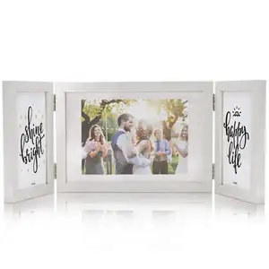 Drei Foto-Falt rahmen Dreifach klappbare Bilderrahmen für Hochzeits familien bilder Collage